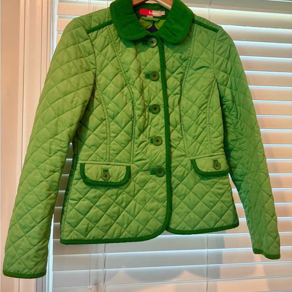 Boden Kelly Green Quilted Utility Jacket